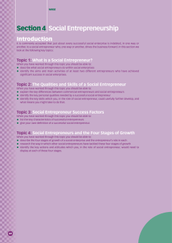 Section 4 Social Entrepreneurship Topic 3 Social Entrepreneur