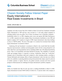 Equity International`s Real Estate Investments in Brazil