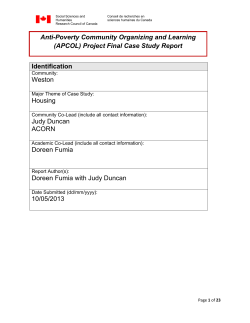 Identification Weston Housing Judy Duncan ACORN Doreen Fumia