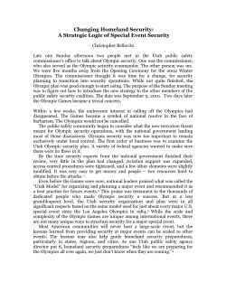 Changing Homeland Security: A Strategic Logic of Special Event