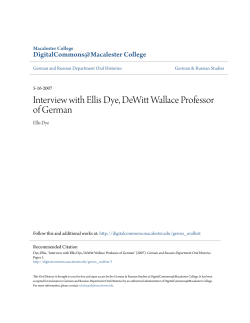 Interview with Ellis Dye, DeWitt Wallace Professor of German