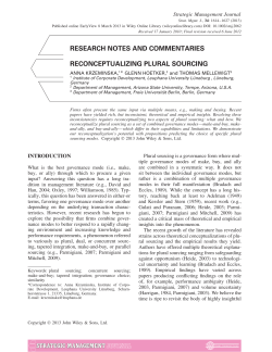 Reconceptualizing plural sourcing