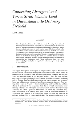 Converting Aboriginal and Torres Strait Islander Land in