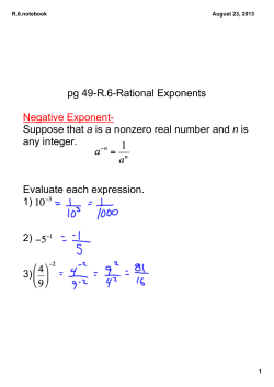 pg 49R.6Rational Exponents Negative Exponent Suppose that a is a