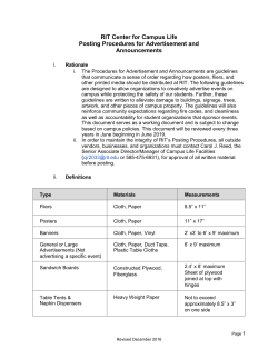 RIT Center for Campus Life Posting Procedures for Advertisement
