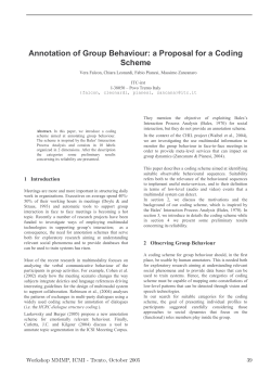 Annotation of Group Behaviour: a Proposal for a Coding Scheme