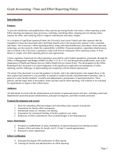 Grant Accounting &ndash;Time and Effort Reporting Policy