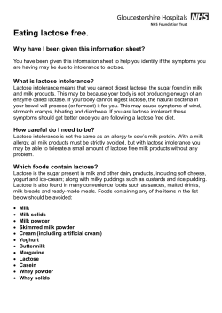 Eating lactose free. - G-Care