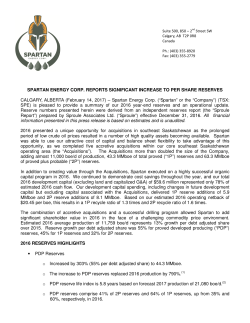 Spartan Energy Corp. Reports Significant Increase to Per Share