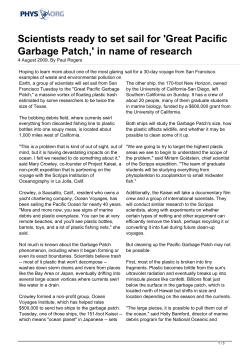 Scientists ready to set sail for `Great Pacific Garbage Patch,`