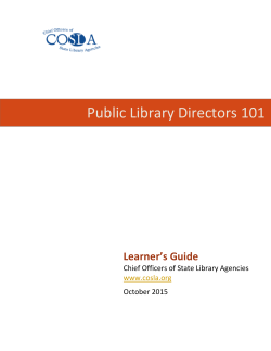 Public Library Directors 101 - Chief Officers of State Library Agencies