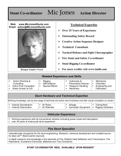 Stunt Co-ordinator Mic Jones Action Director