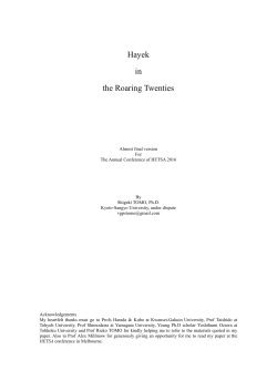 Hayek in the Roaring Twenties - Federation University Australia