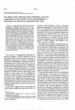 SHAW, PETER J. The effect of pH, dissolved humic substances, and