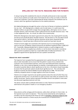 ISSUE OF CONSENT - SPELLING OUT THE FACTS: REDUCING