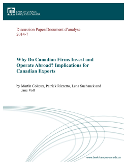 Why Do Canadian Firms Invest and Operate Abroad?