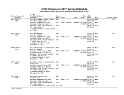 NVIT-Vancouver 2017 Spring Schedule