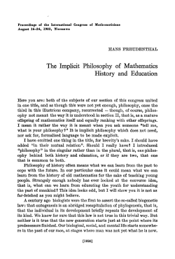 The Implicit Philosophy of Mathematics History and Education