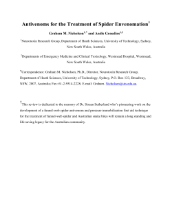 Antivenoms for the Treatment of Spider Envenomation