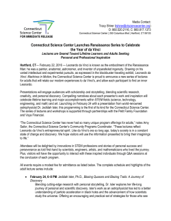 Connecticut Science Center Launches Renaissance Series to