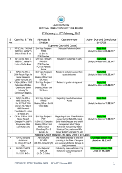 Fortnightly Report on Legal Cases (06 Feb - 17 Feb, 2017)