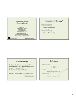 Etymology of &ldquo;Entropy&rdquo; Shannon Entropy