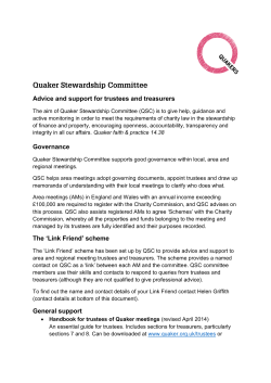 Advice and support for trustees and treasurers Governance The