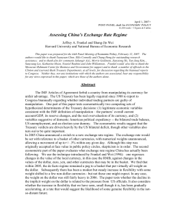Assessing China`s Exchange Rate Regime