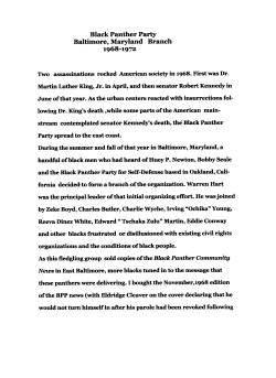 Black Panther Party Baltimore, Maryland Branch 1968-1972