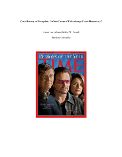 Contributory or Disruptive: Do New Forms of Philanthropy Erode