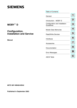 1 2 3 4 5 6 7 A B C Configuration, Installation and Service MOBY D