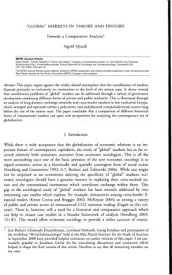 "GLOBAL" MARKETS IN THEORY AND HISTORY - Max