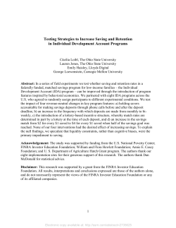 Testing Strategies to Increase Saving and Retention in Individual