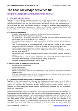 Core Knowledge Sequence UK: All Subjects, Year 2
