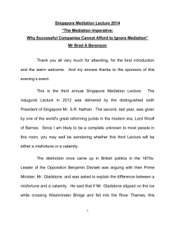 Singapore Mediation Lecture 2014