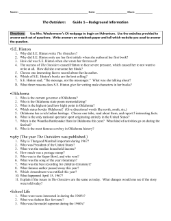 The Outsiders: Guide 1&mdash;Background Information &bull;S.E. Hinton