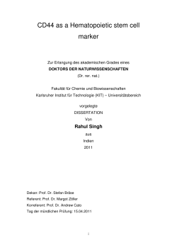 CD44 as a Hematopoietic stem cell marker