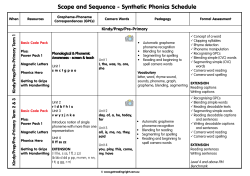 Scope and Sequence - Synthetic Phonics Schedule