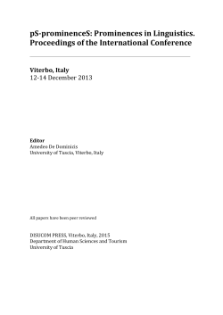 pS-prominenceS: Prominences in Linguistics. Proceedings