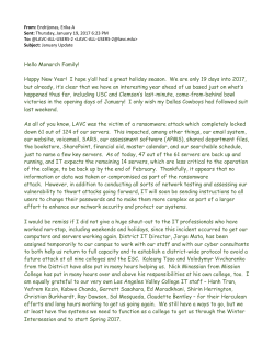 President Endrijionas Campus Update Email