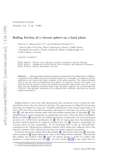 Rolling friction of a viscous sphere on a hard plane