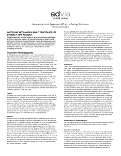 Member Agreement - Advia Credit Union