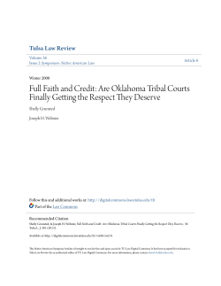 Full Faith and Credit: Are Oklahoma Tribal Courts Finally Getting the