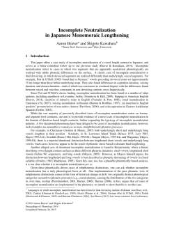 Incomplete Neutralization in Japanese Monomoraic