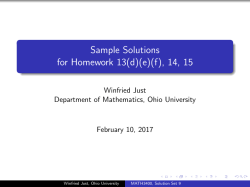 Sample Solutions for Homework 13(d)(e)(f), 14, 15