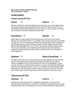 Marco Island Senior Softball Results 2 1 2016