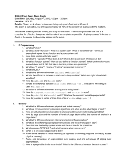CS 241 Final Exam Study Guide Date/Time: Saturday, August 4th