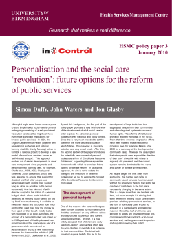 Personalisation and the social care `revolution`