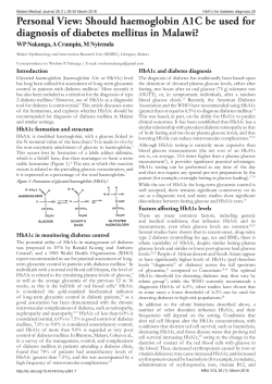 Personal View: Should haemoglobin A1C be used for diagnosis of
