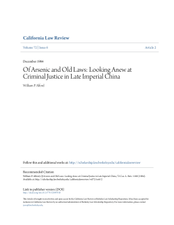 Of Arsenic and Old Laws: Looking Anew at Criminal Justice in Late